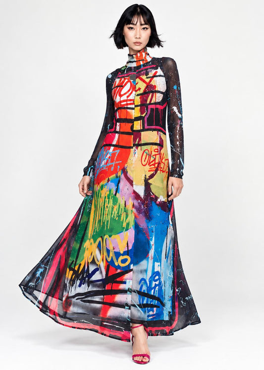 A-Line Maxi Dress - Street Art