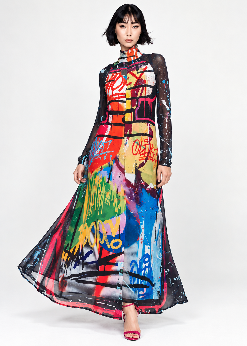 A-Line Maxi Dress - Street Art