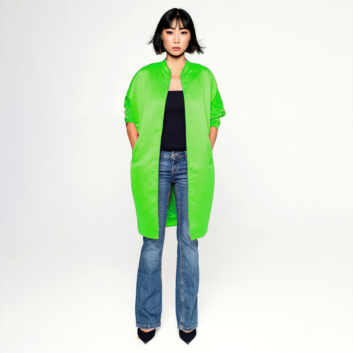 Festive Coat - Hot Green