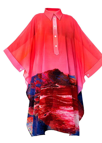 Kaftan Red Blue Landscape