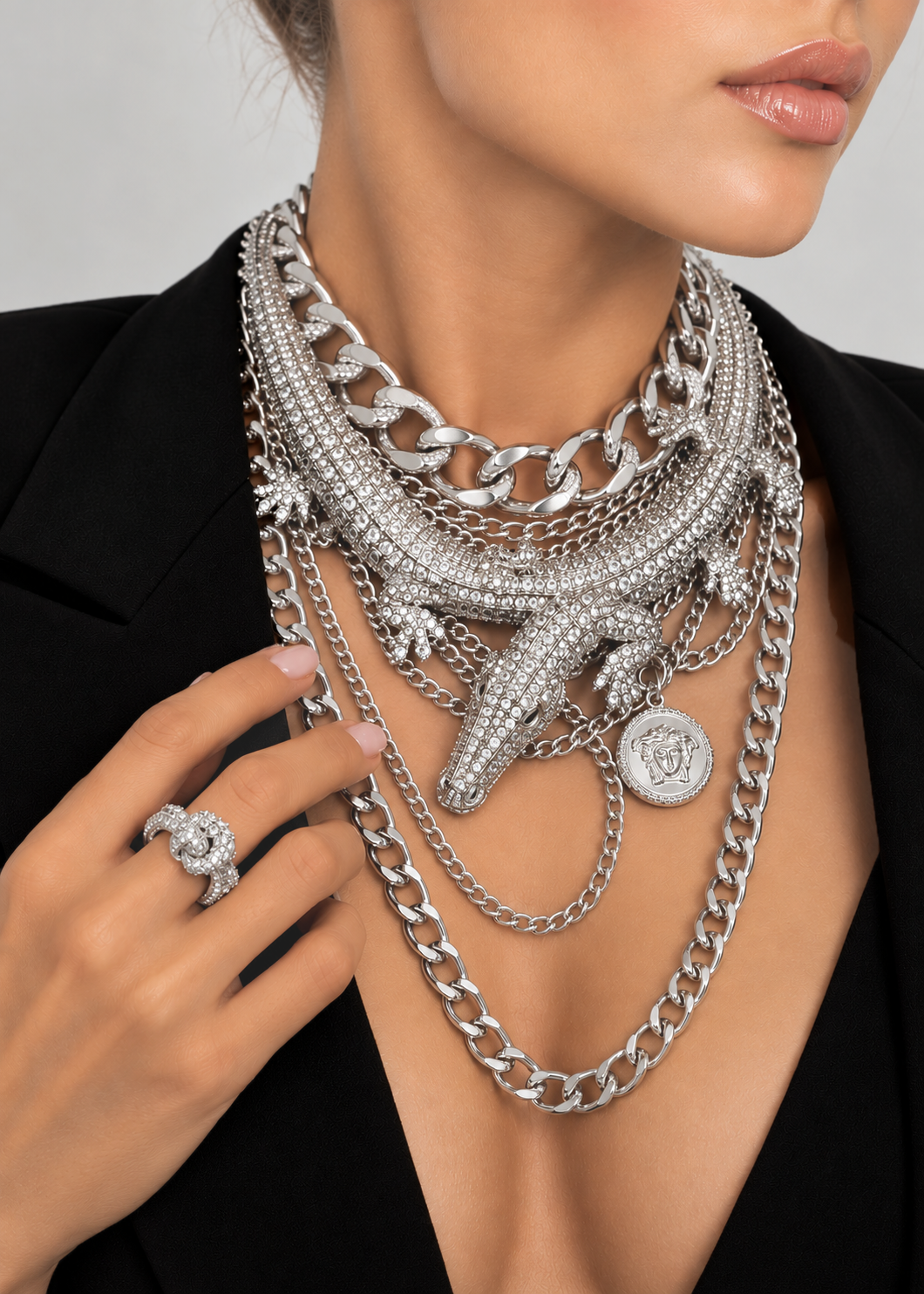 Layered Chain Necklace – Silver