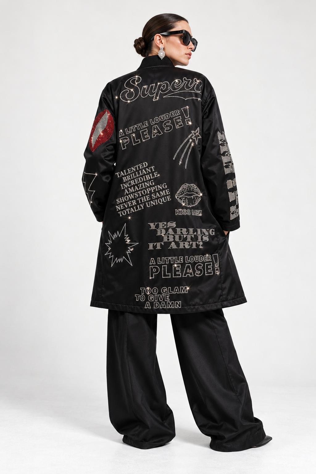 Festive Occasion Coat - Black with Swarovski Details
