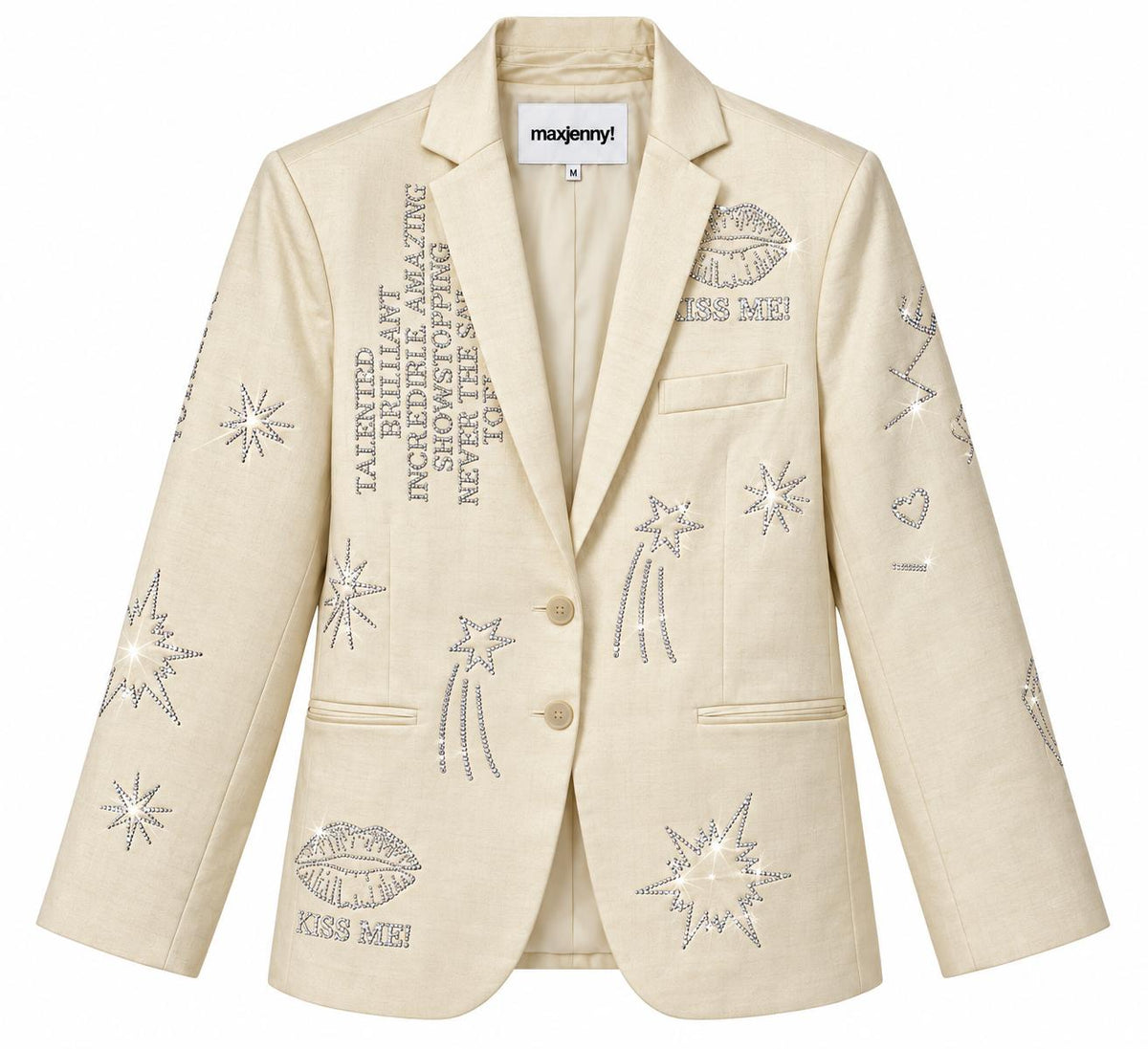 Swarovski Crystal Statement Blazer – Cream