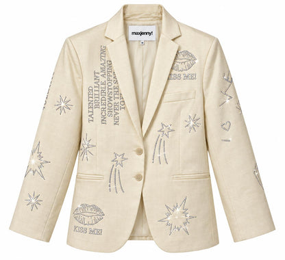 Swarovski Crystal Statement Blazer – Cream