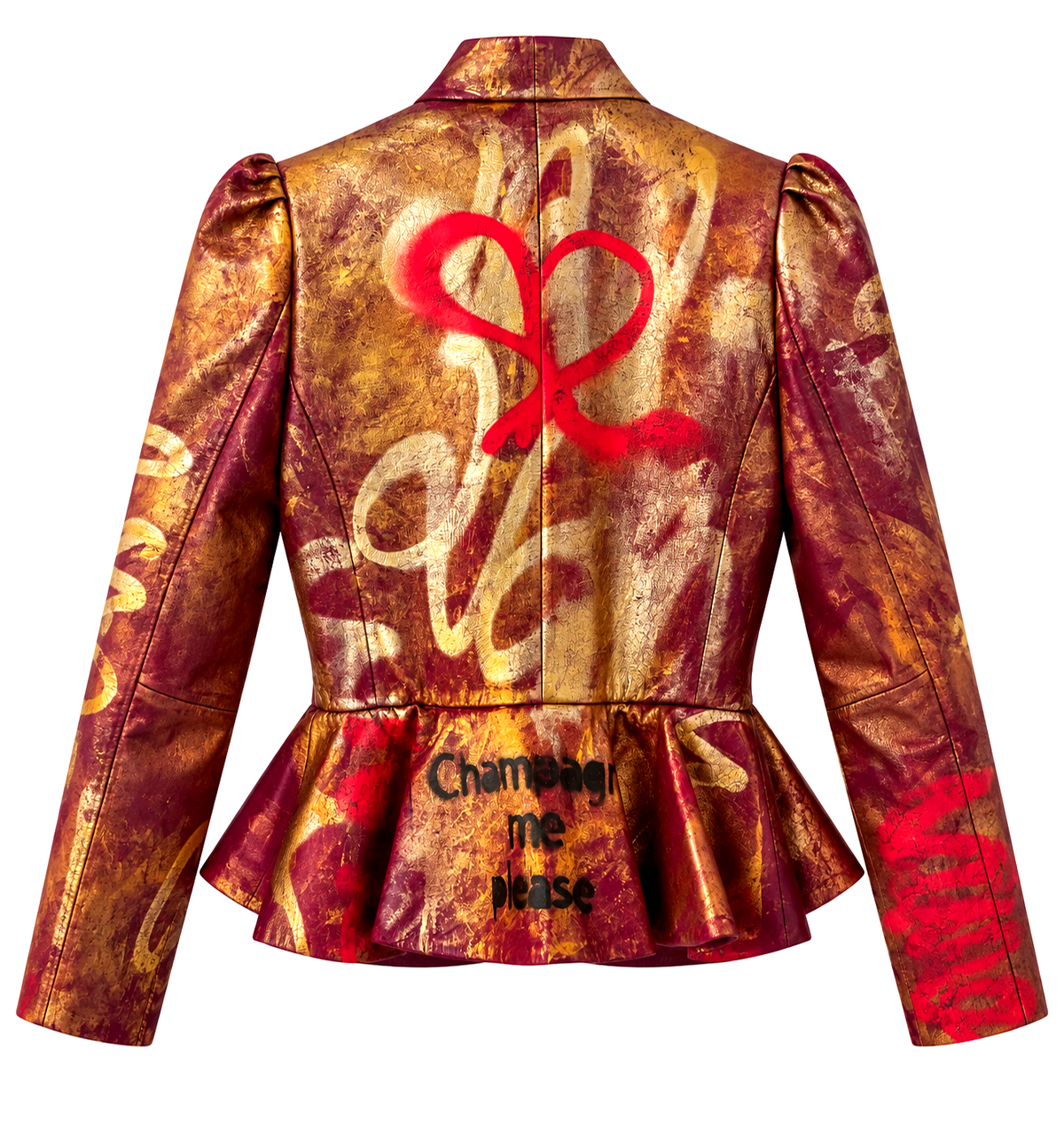 Hand-Painted Lamb Nappa Leather Set – Gold Neon Pink