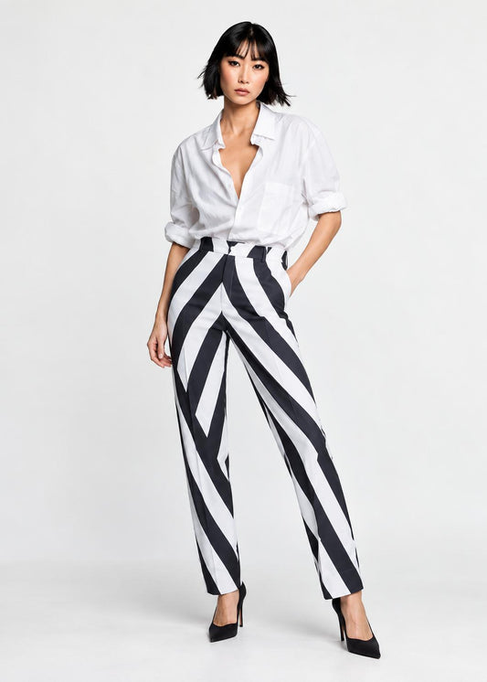 Classic Suit Pants - Black & White