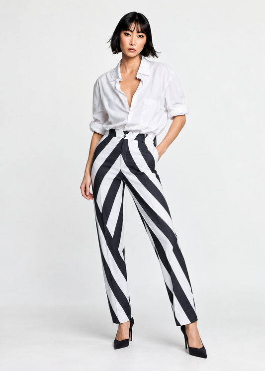 Classic Suit Pants - Black & White