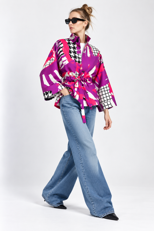Square Boxy Jacket - Arty Pink Purple