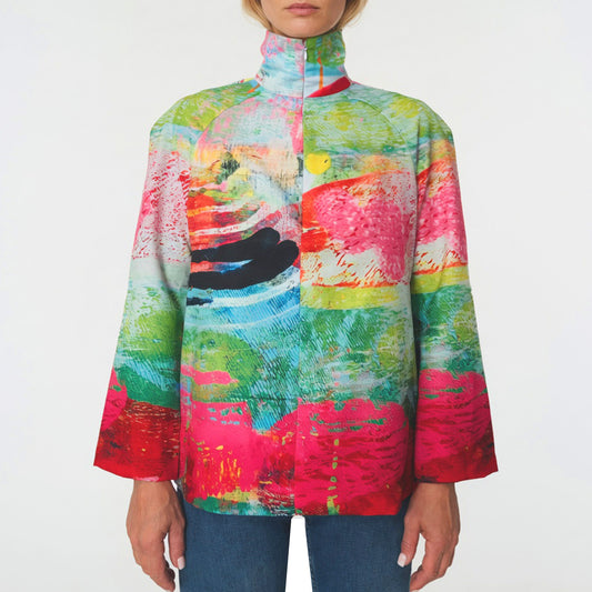 High Neck Top - Mother red green