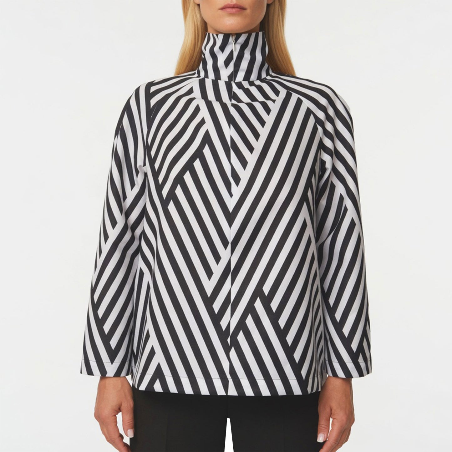 High Neck Top - black & white