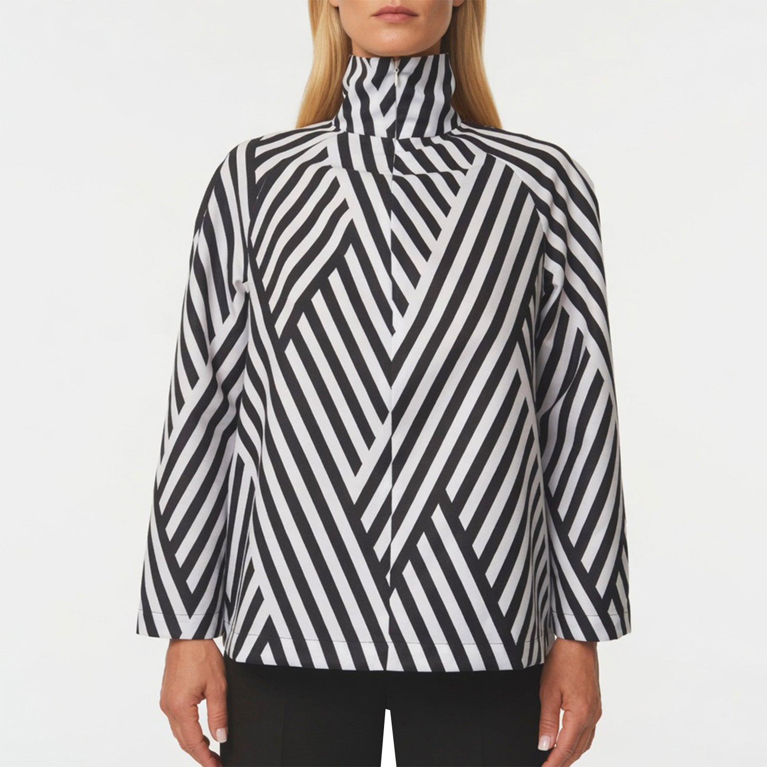 High Neck Top - black & white