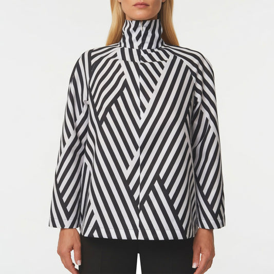 High Neck Top - black & white