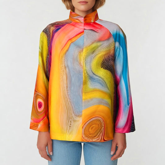 High Neck Top - smokeflow watercolour