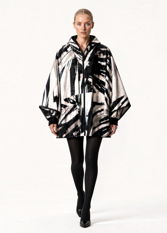 High-Tech Rain Poncho – Black & White