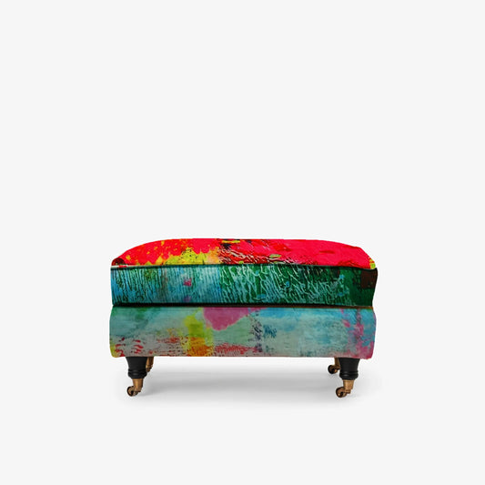 Howard Footstool - print Mother pink green lime