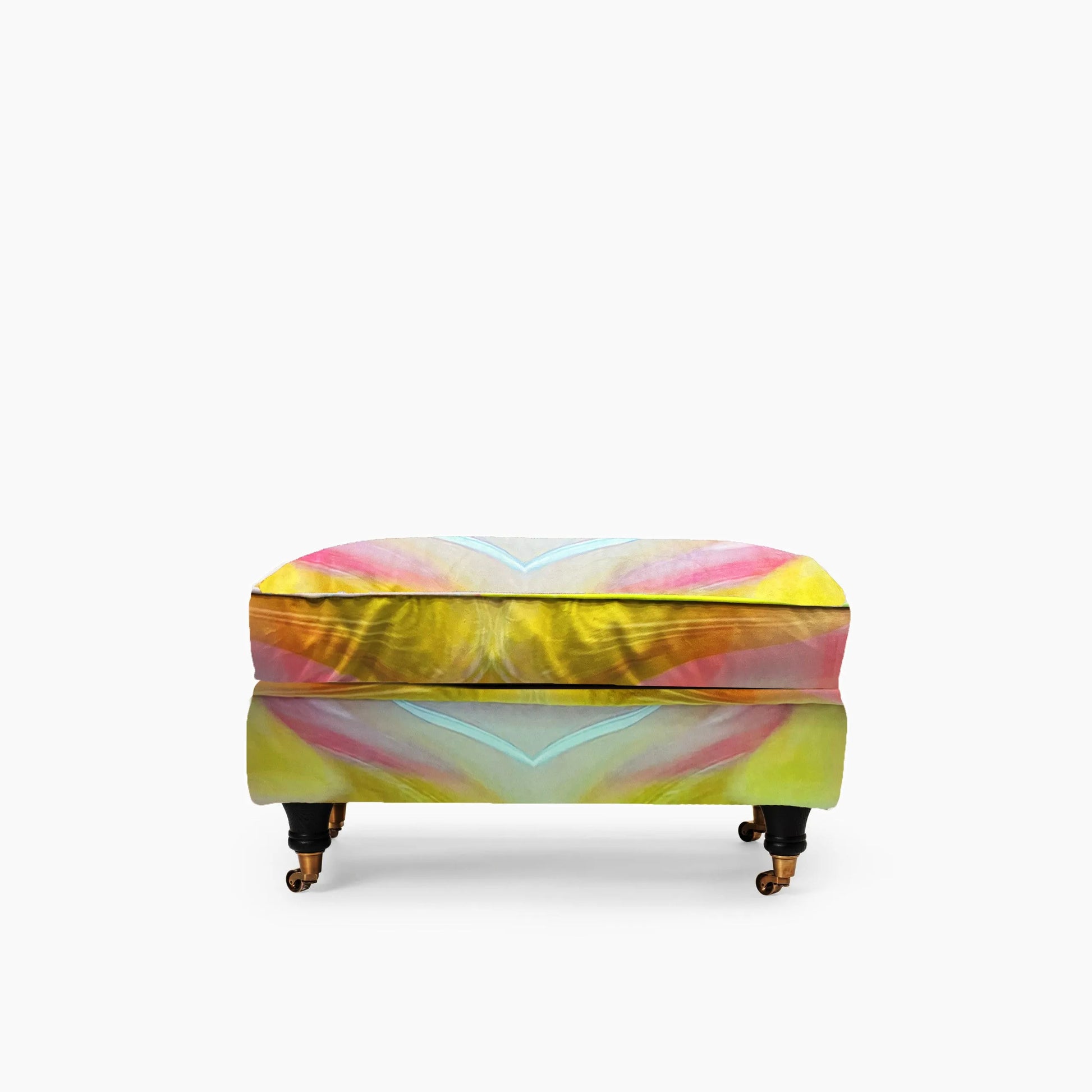 Howard Footstool - print smokeflow yellow