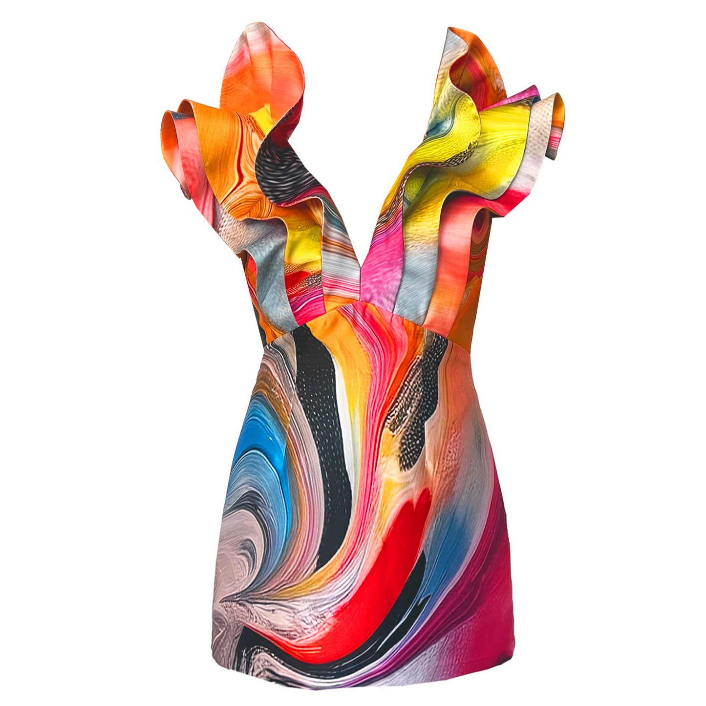 Butterfly Mini Kleid - Smokeflow Liquide gemustert | maxjenny!