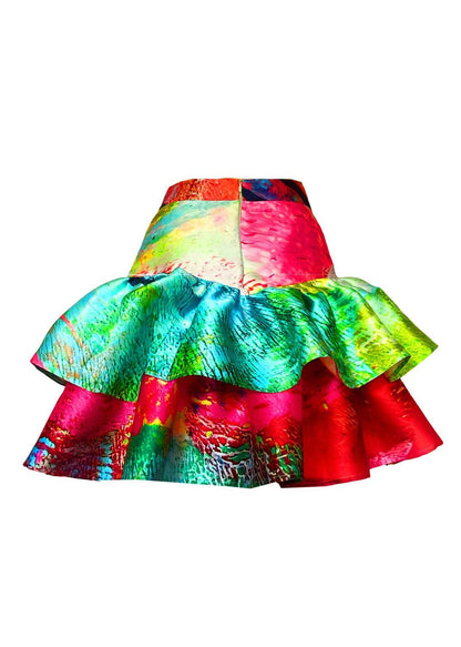Ruffle Mini Skirt – Mother Pink Red Green