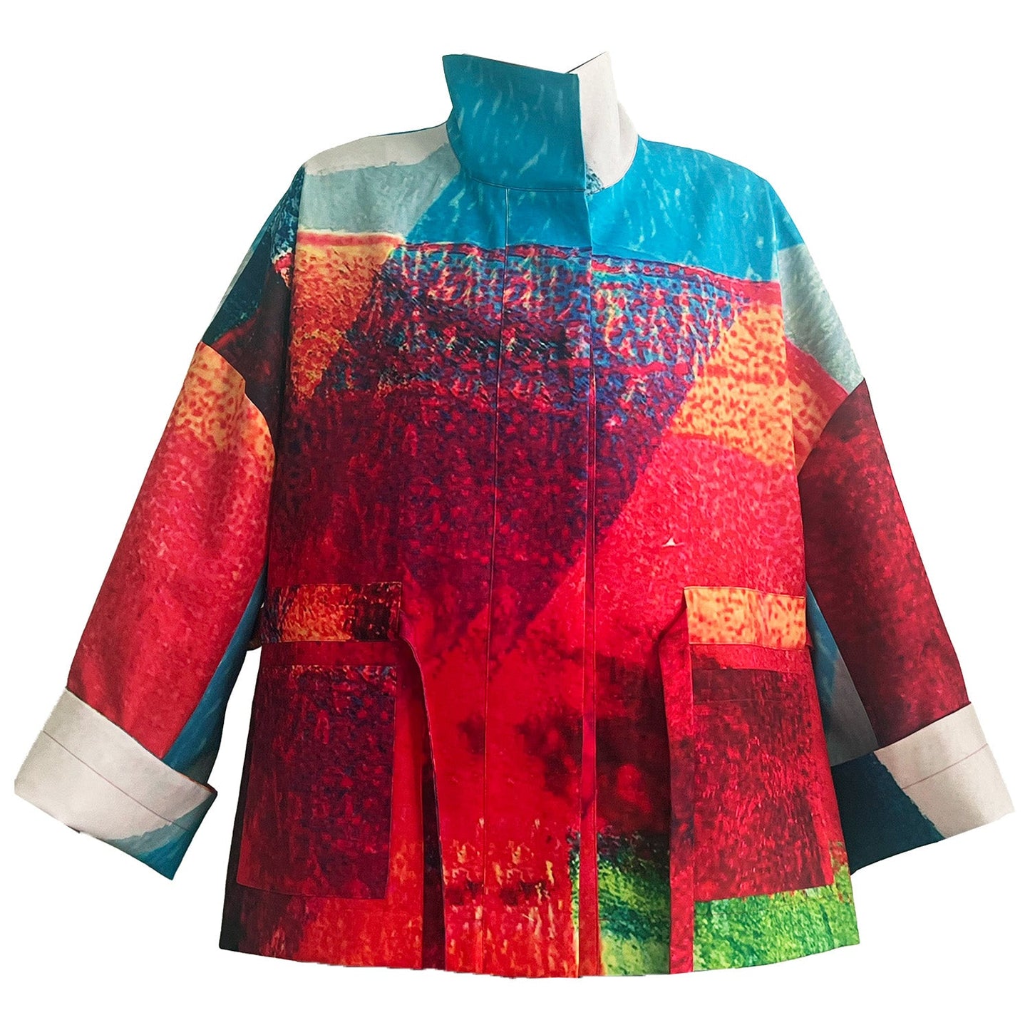 Square boxy Jacket print Red Turquise