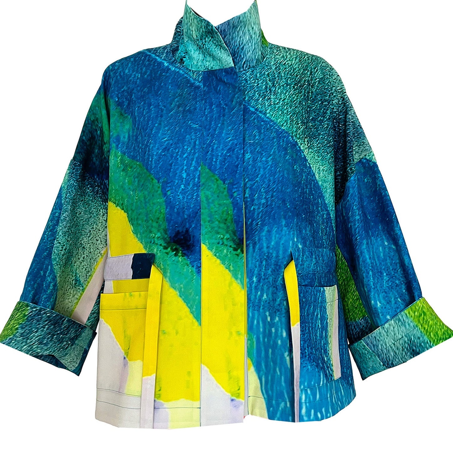 Square boxy Jacket print Turquise