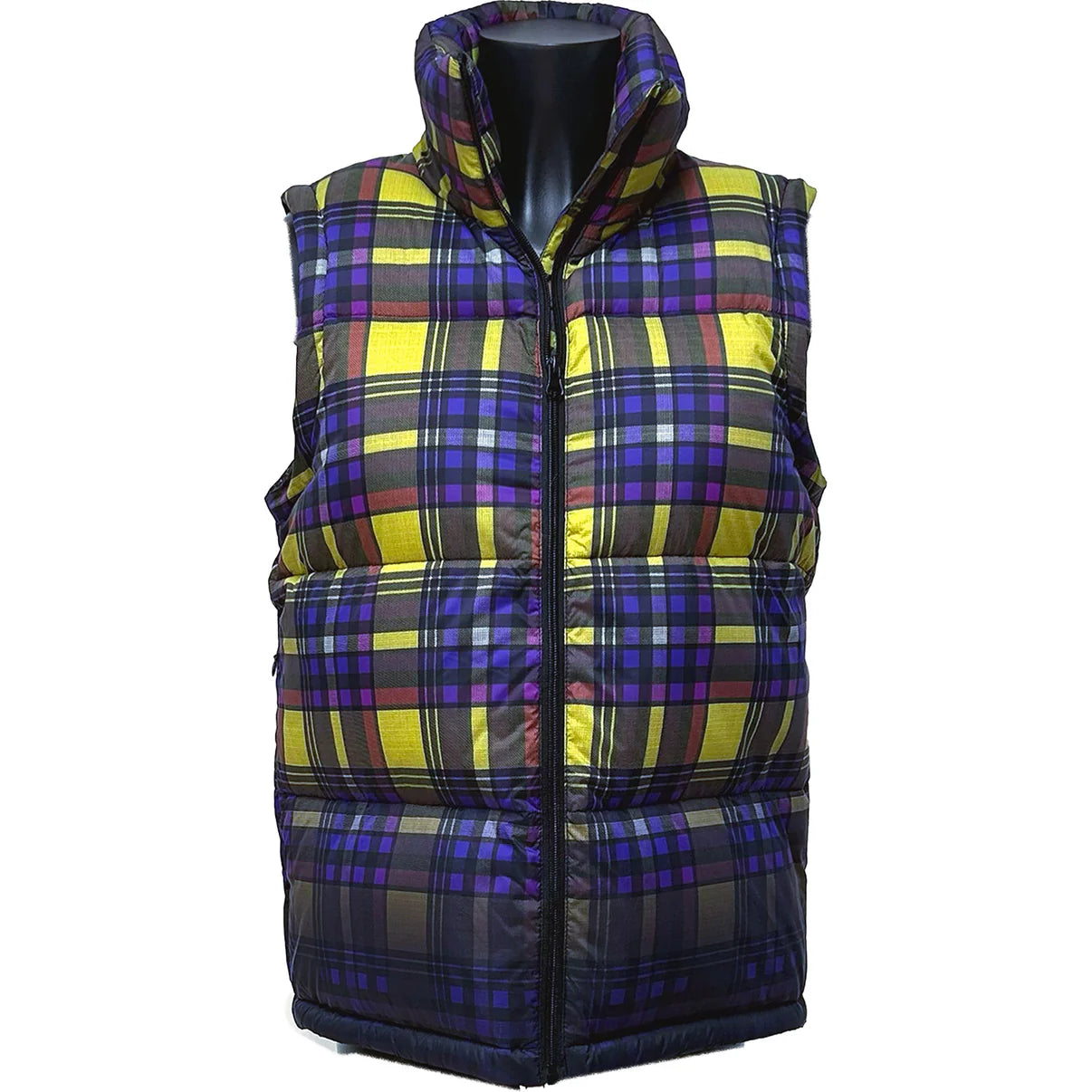 SALE downjacket tartan with removable arms yelllow/purple