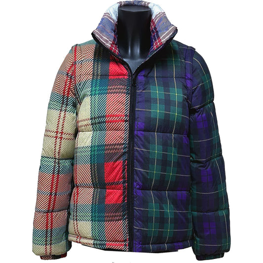 SALE downjacket tartan with detachable arms red/green