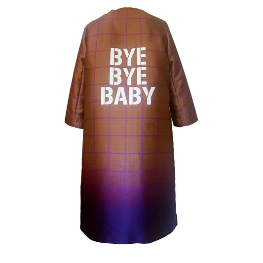 Festfrakke tartan gul lilla mønstret 