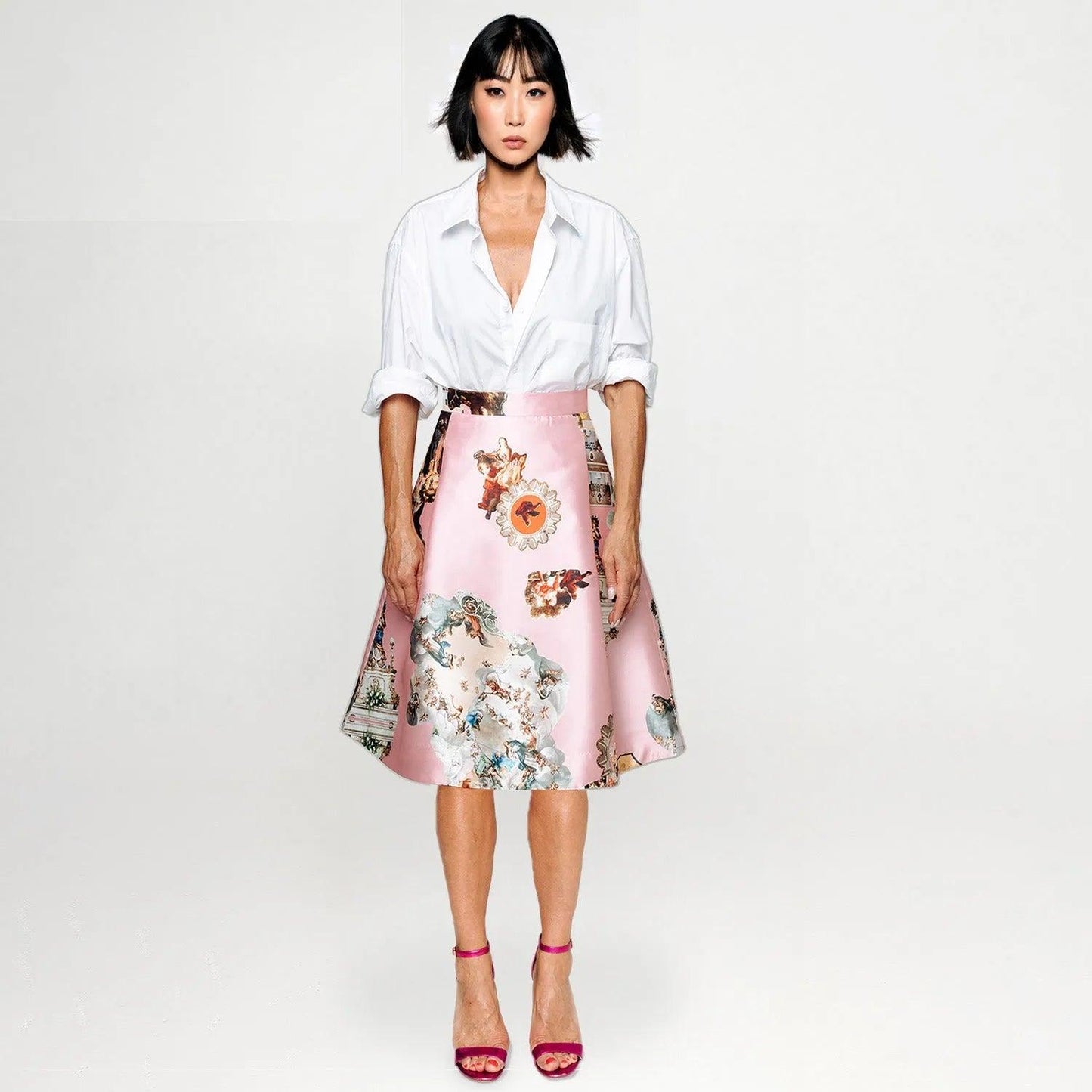 Knee-Length Skirt - Sicily Powder Pink