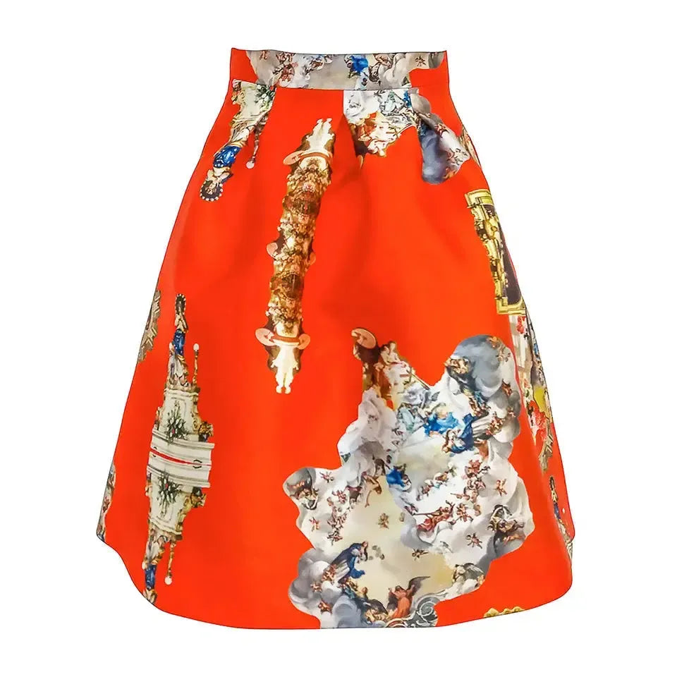 Knee-Length Skirt - Sicily Red