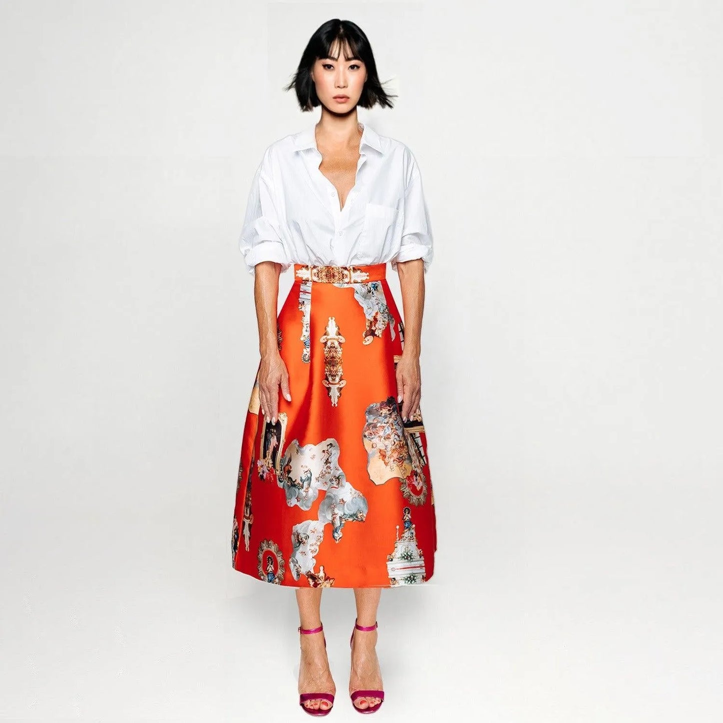 Knee-Length Skirt - Sicily Red