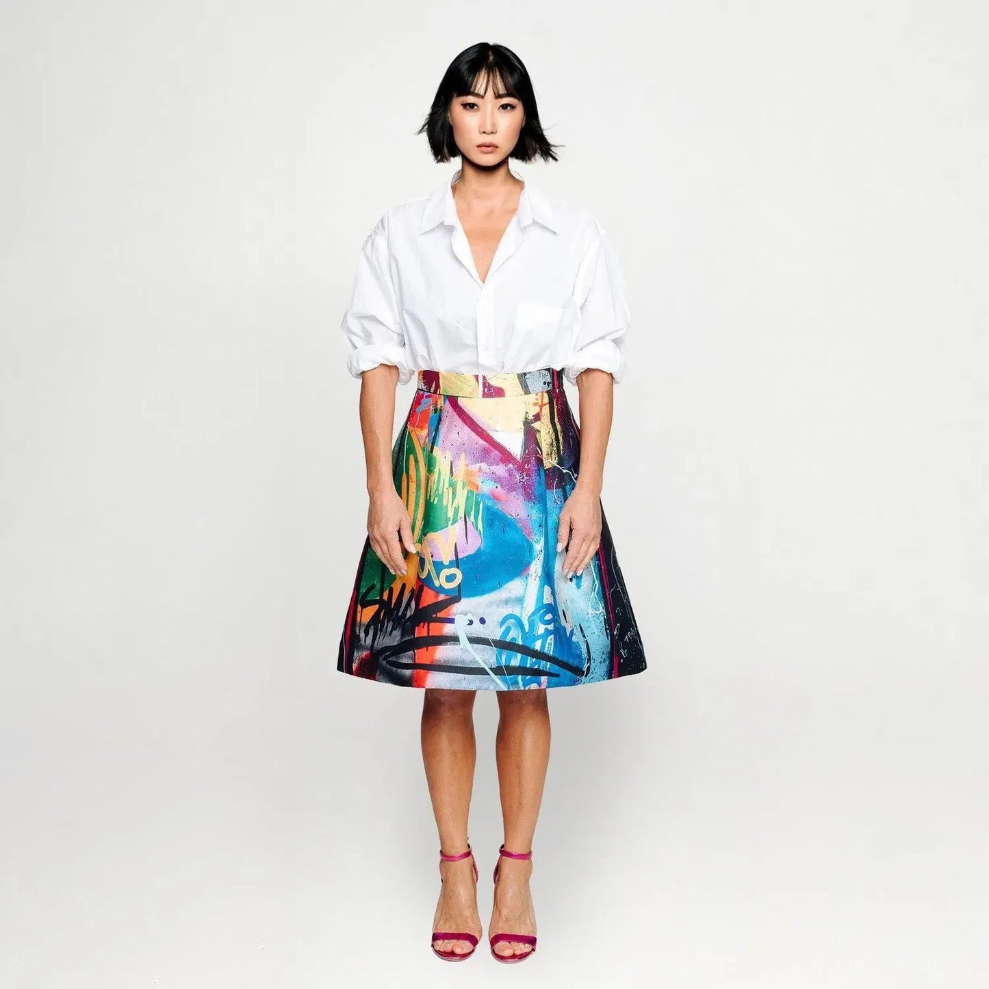 Knee-Length Skirt - Street Art