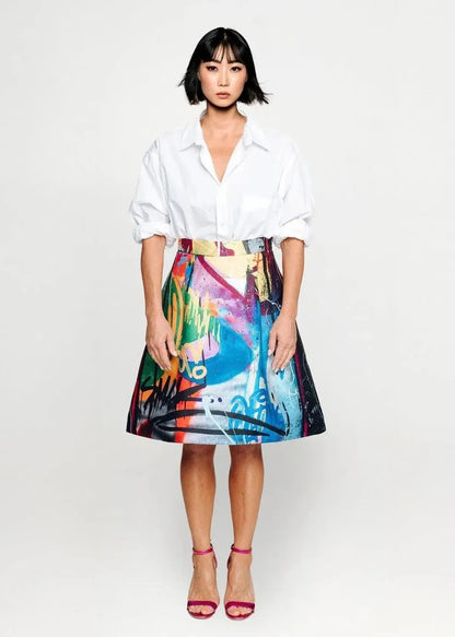 Knee-Length Skirt - Street Art