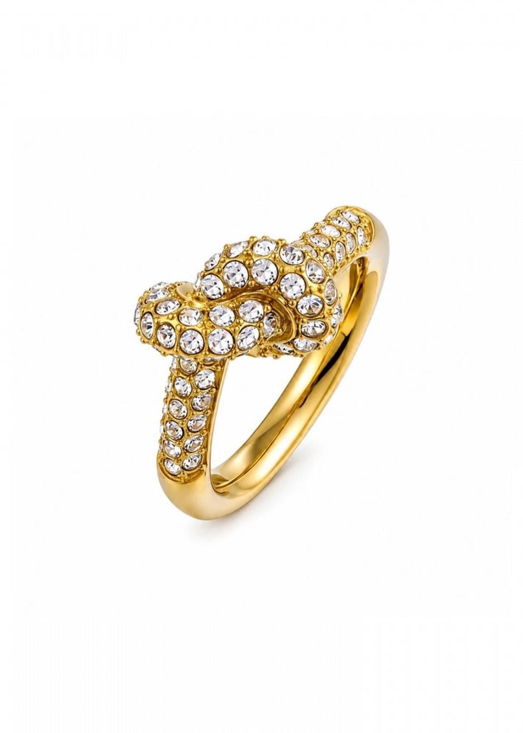 Knot Crystal Ring Clear/Gold