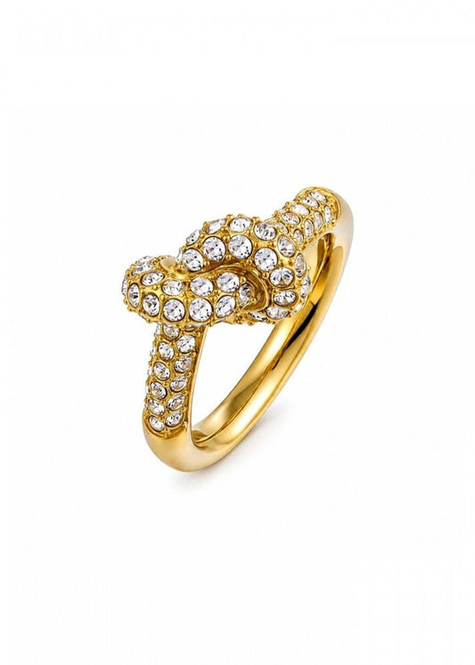 Knot Crystal Ring Clear/Gold