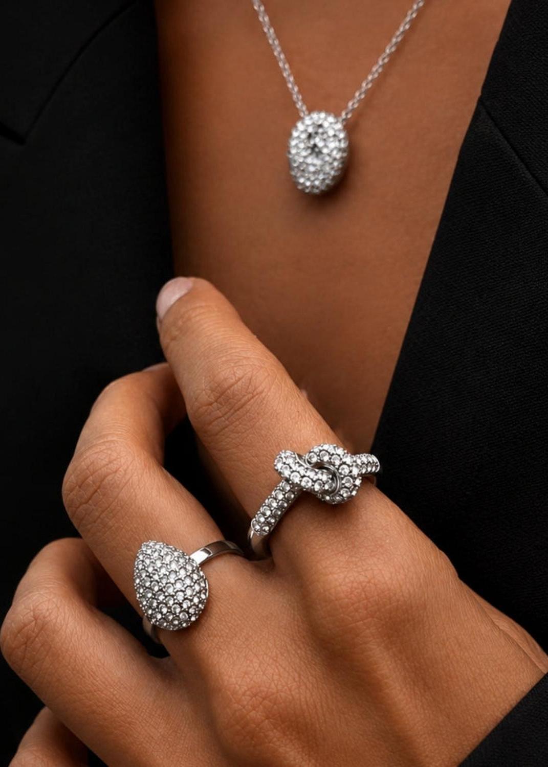 Knot Crystal Ring Clear/Silver