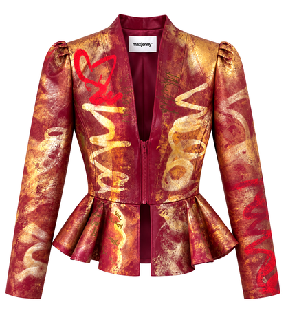 Hand-Painted Lamb Nappa Leather Set – Gold Neon Pink