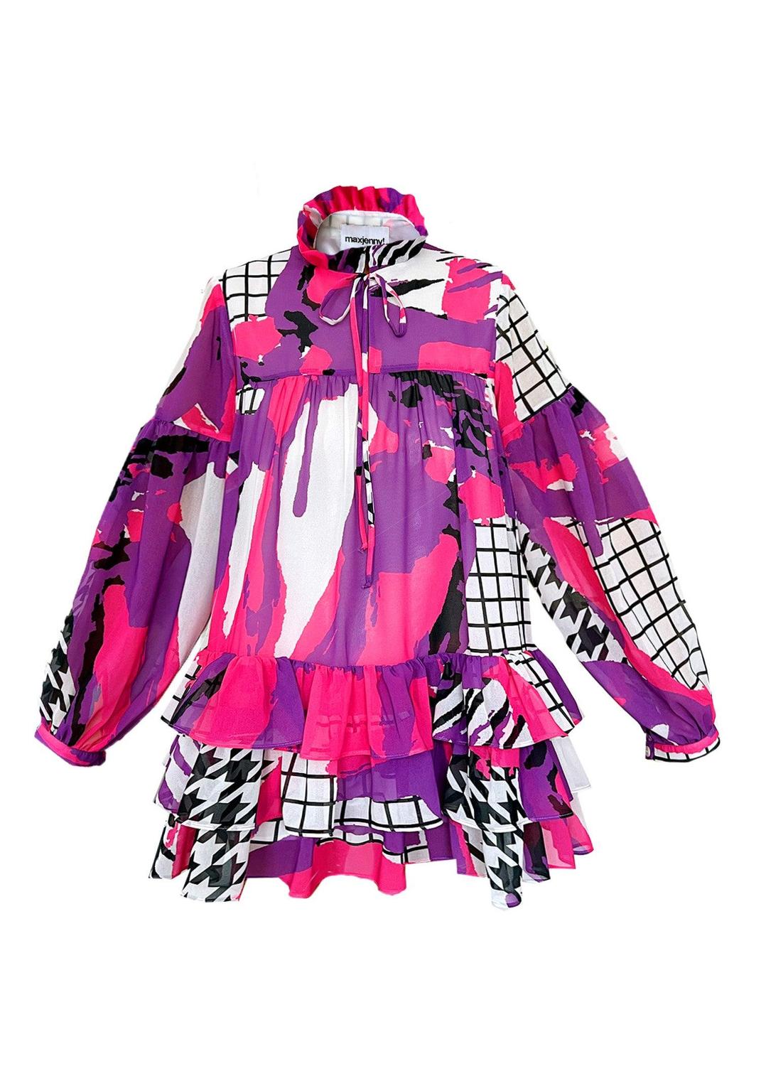 Mini Dress - Arty Pink Purple