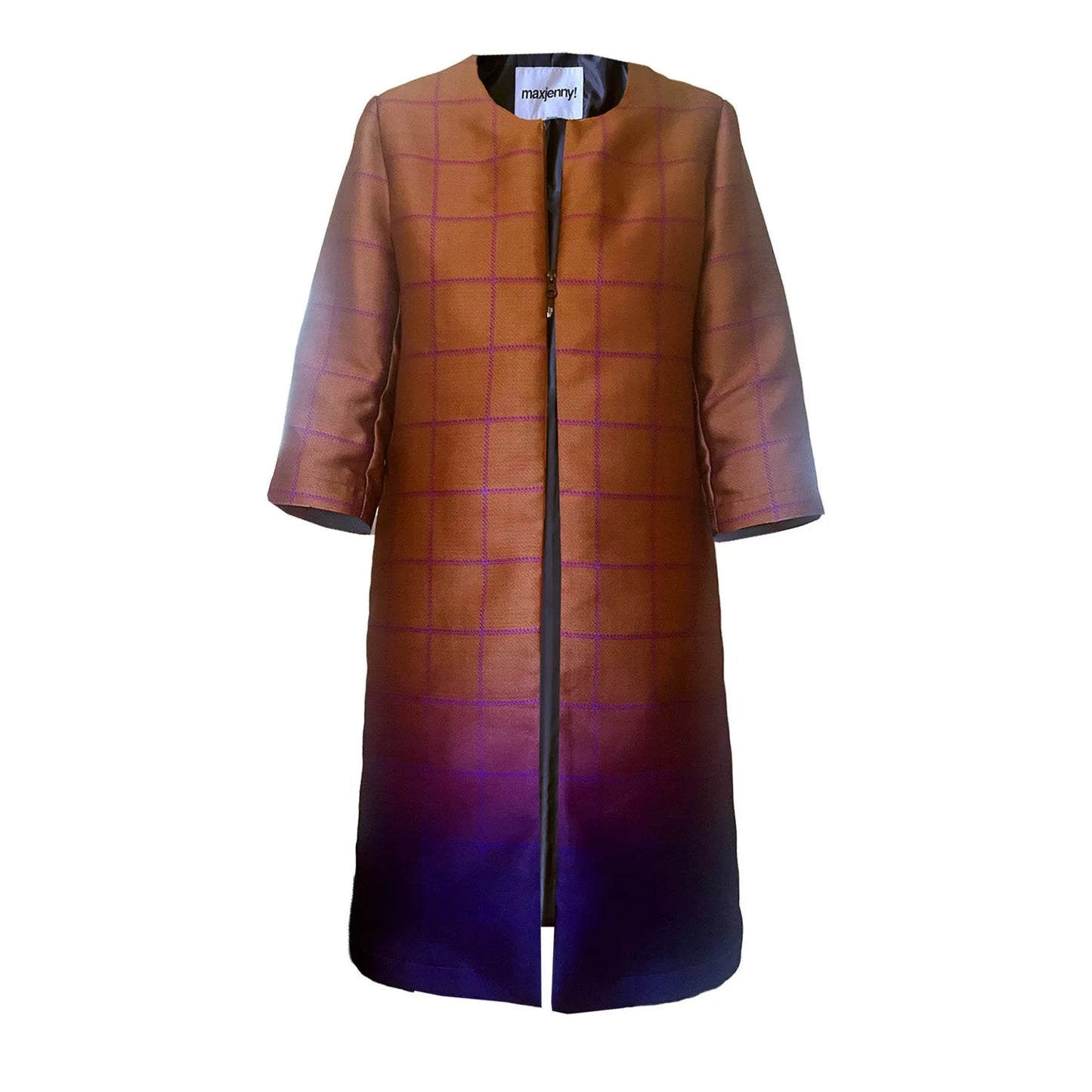 Festfrakke tartan gul lilla mønstret 