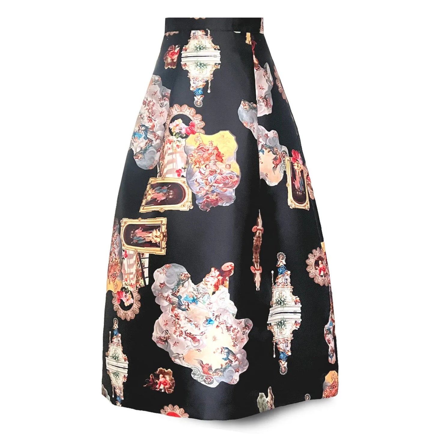 Sicily black long evening skirt printed