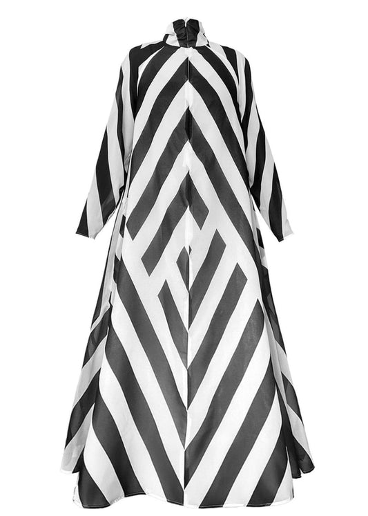 A-Line Maxi Dress - Black & White