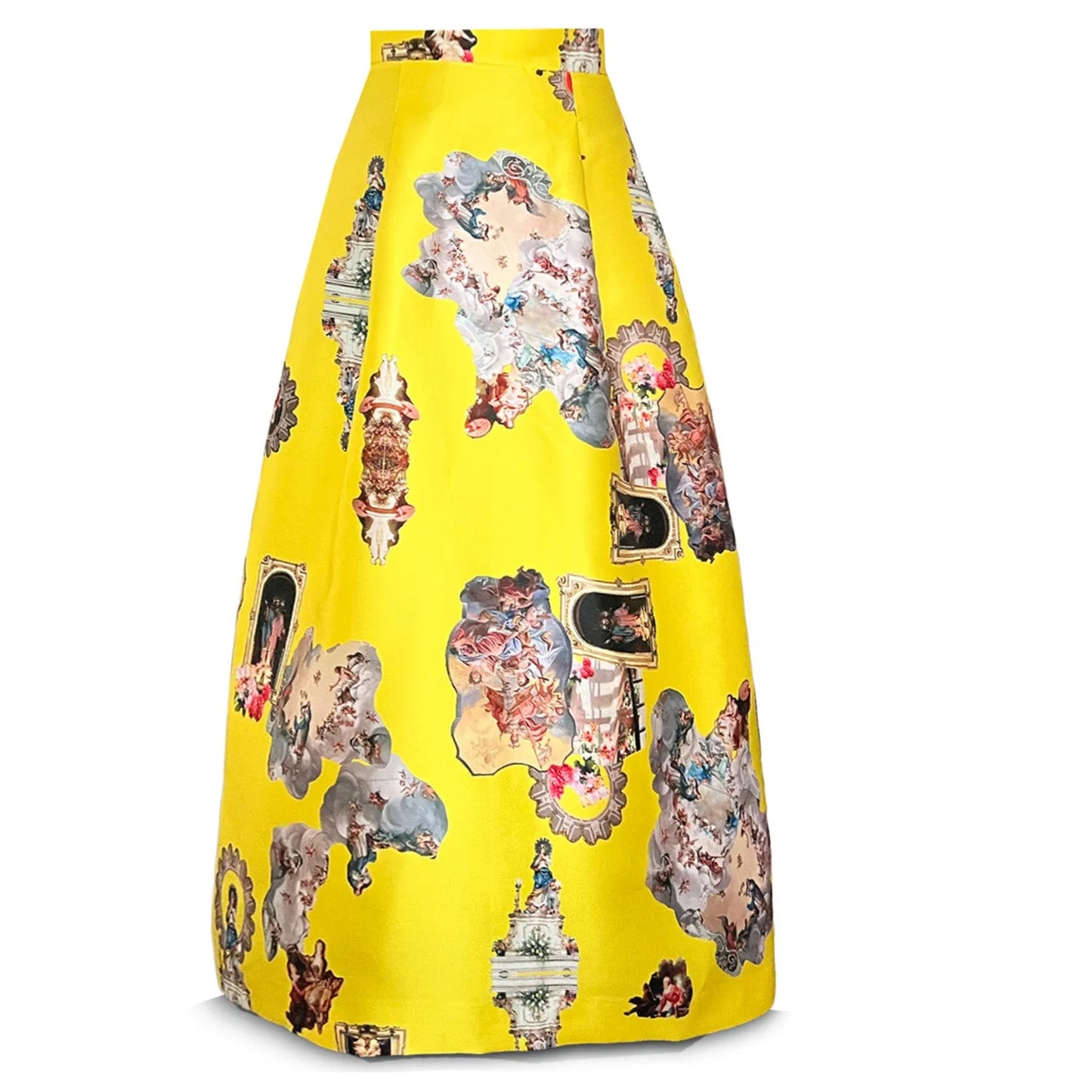 Sicily yellow long evening skirt printed