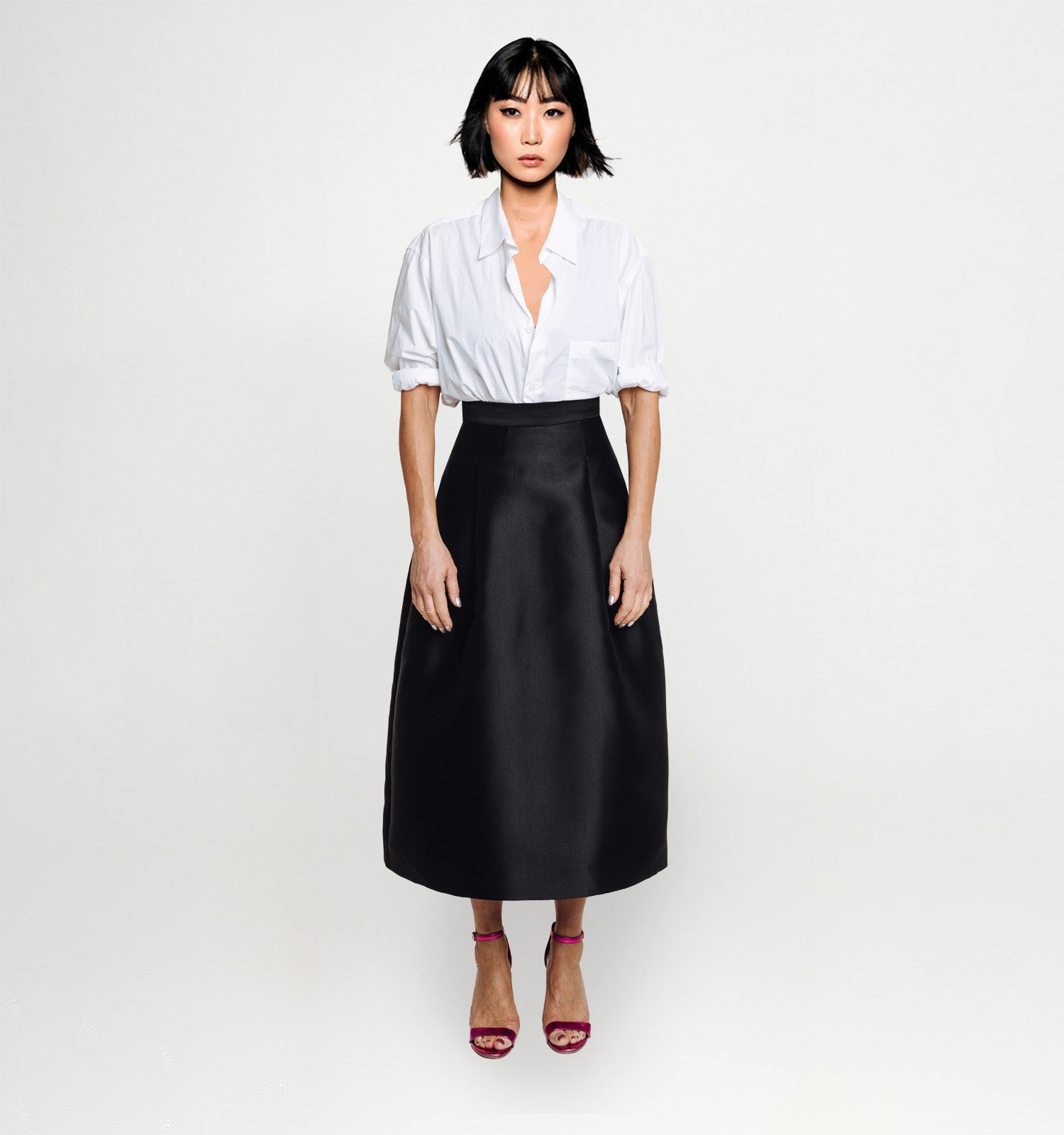 Midi-Length Skirt - Black