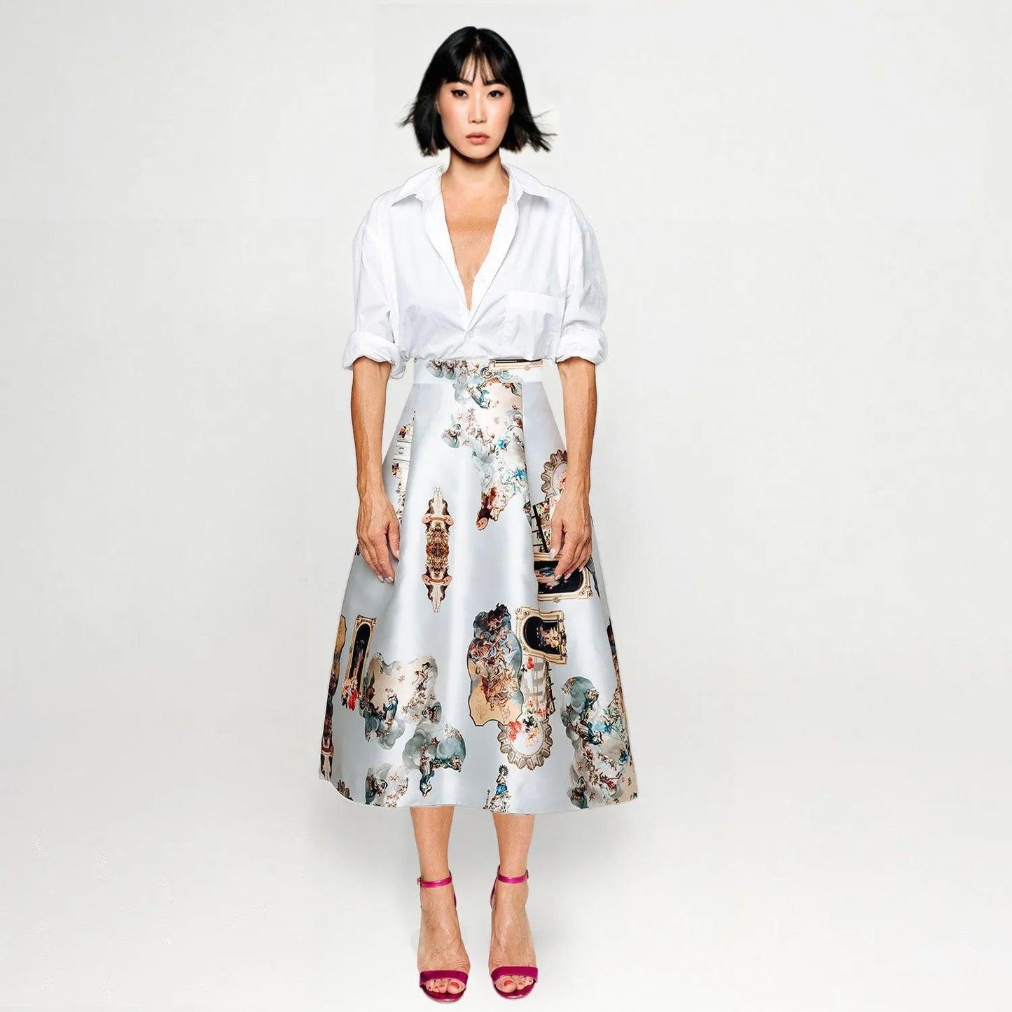 Midi-Length Skirt - Sicily Dirty White