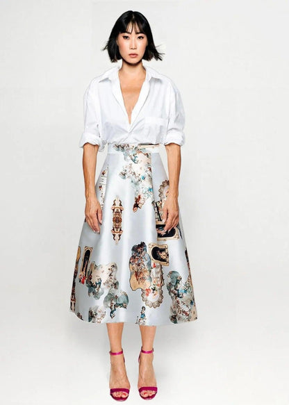 Midi-Length Skirt - Sicily Dirty White