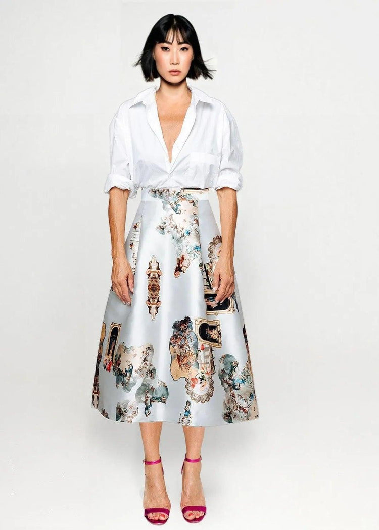 Midi-Length Skirt - Sicily Dirty White