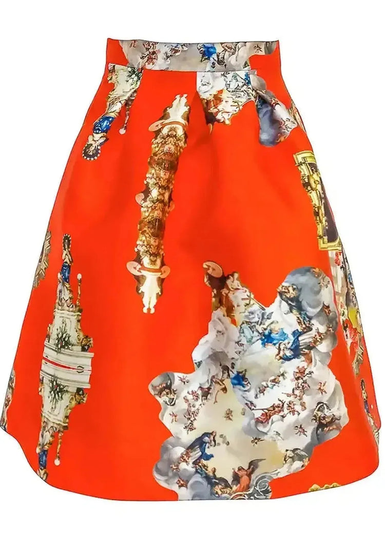 Knee-Length Skirt - Sicily Red