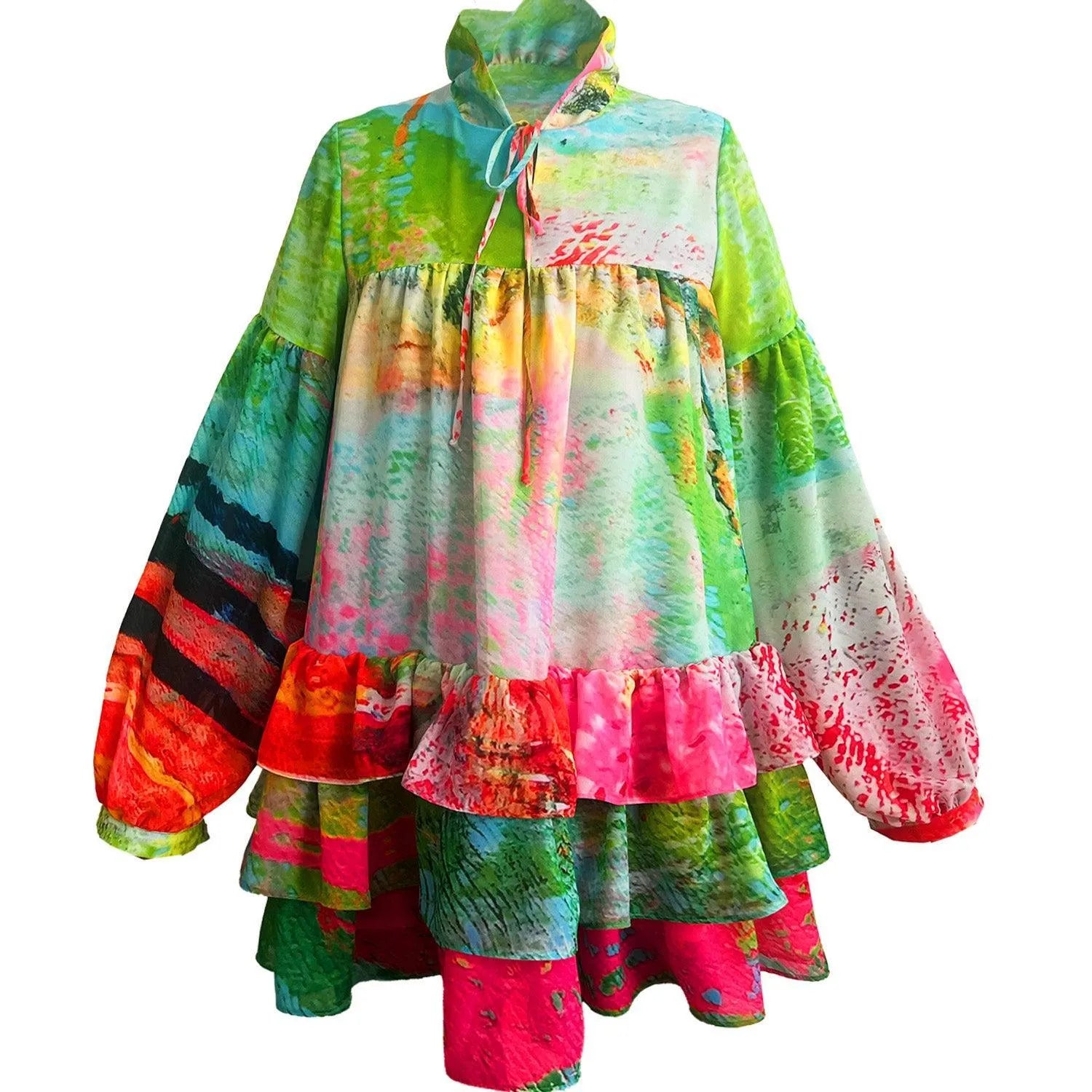 Mini Dress - Mother Pink Red Green