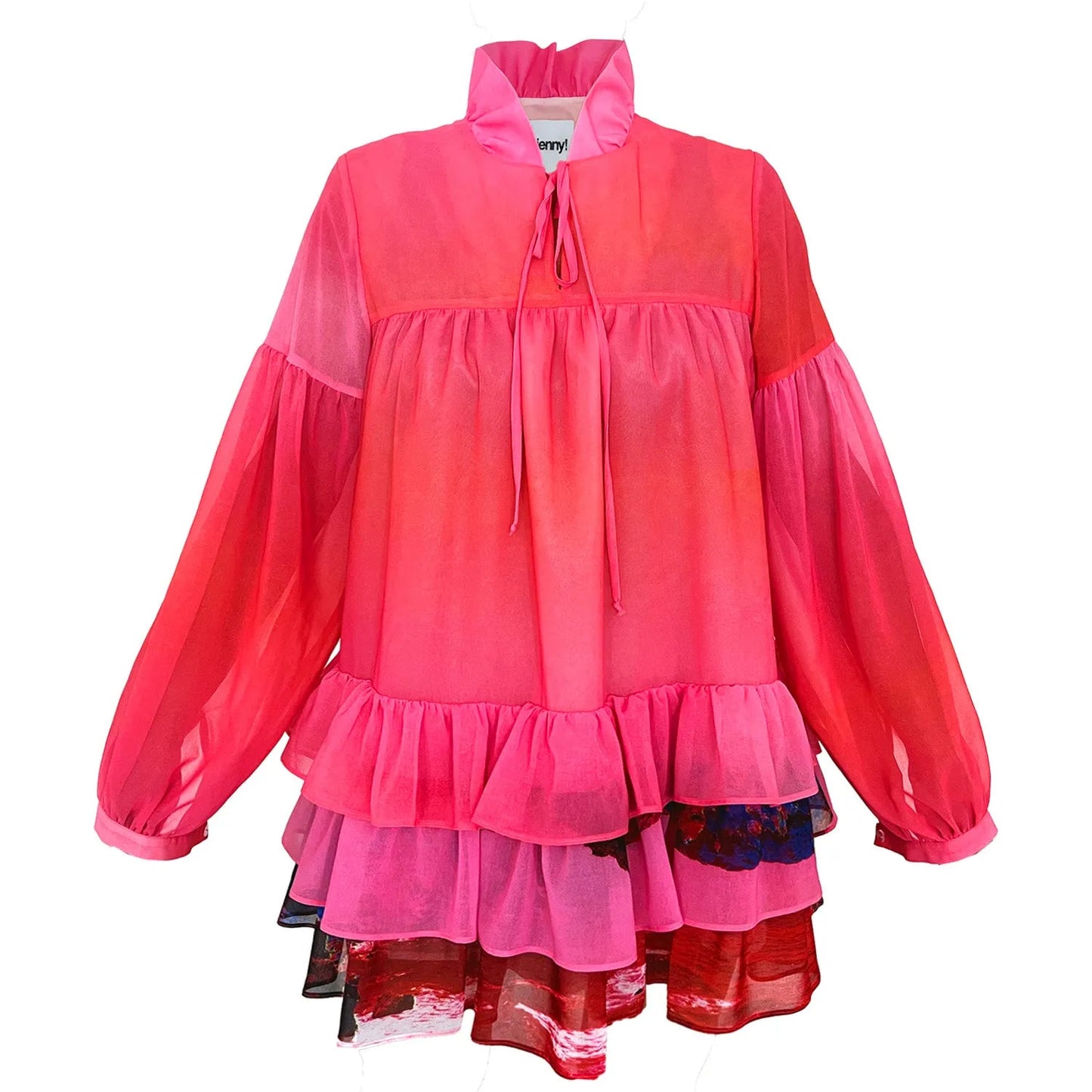 Mini Dress - Red Blue Landscape