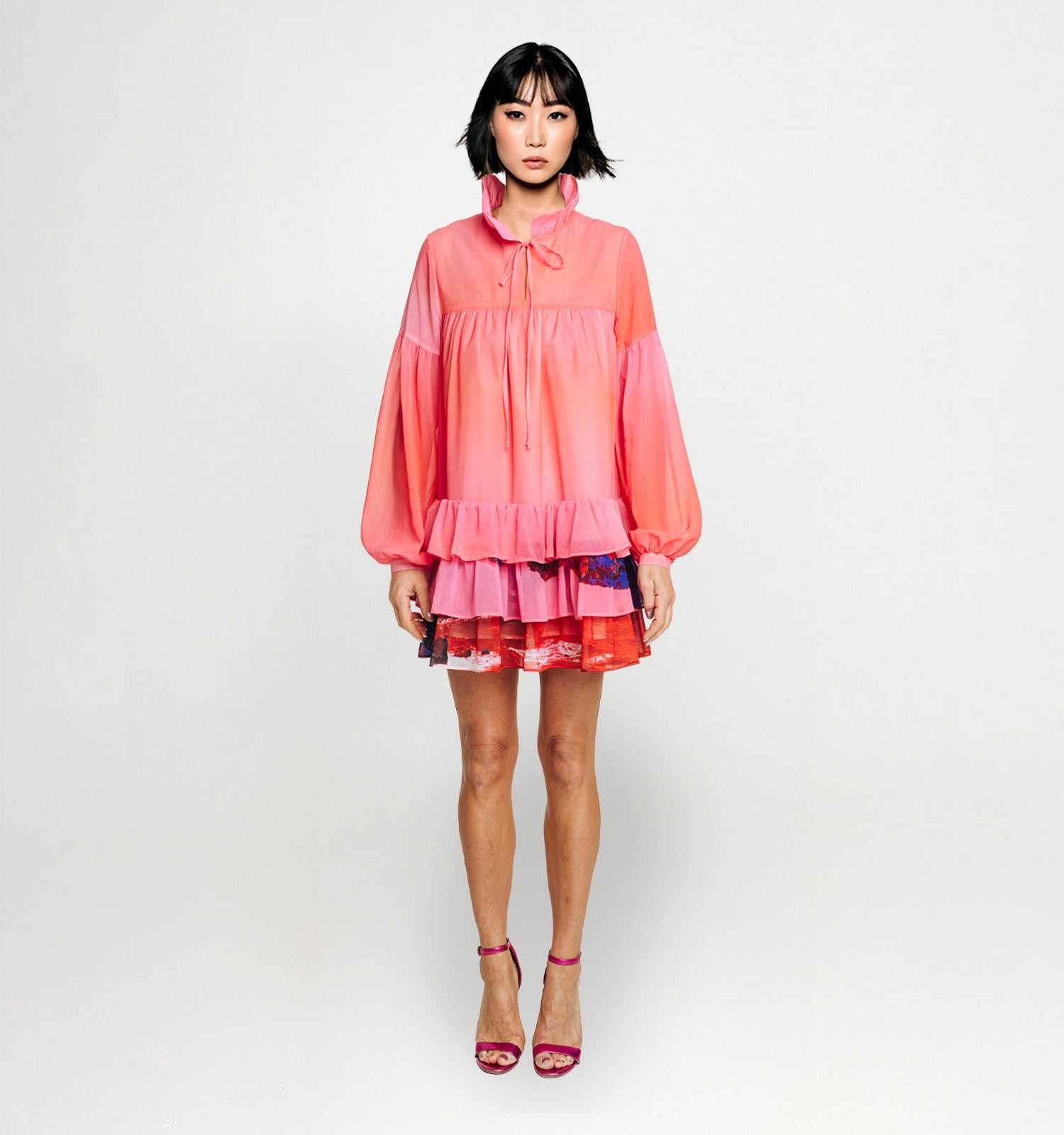 Mini Dress - Red Blue Landscape