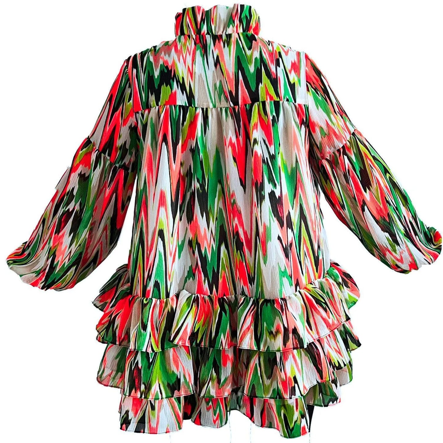 Mini Dress - Zigzag Green Orange